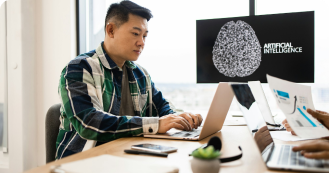 Person working on AI strategy development